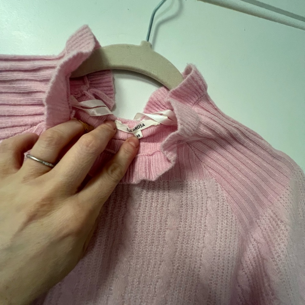 Pink Ruffled Knit Sweater - Picture 4 of 5